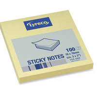 Lyreco plain yellow sticky notes 76 x 76 mm