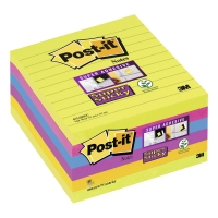 POST-IT SUPER STICKY NOTES  ULTRA COLOURS 100 X 100MM RULED 6 PAD PACK