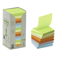 POST-IT 100 PERCENT RECYCLED Z NOTES 76 X 76MM PASTEL - PACK OF 16 PADS