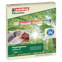 EDDING ECOLINE 24 HIGHLIGHTER ASSORTED COLOURS - WALLET OF 4