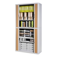 Paperflow EasyOffice Tambour Cupboard 2M Grey / Beech