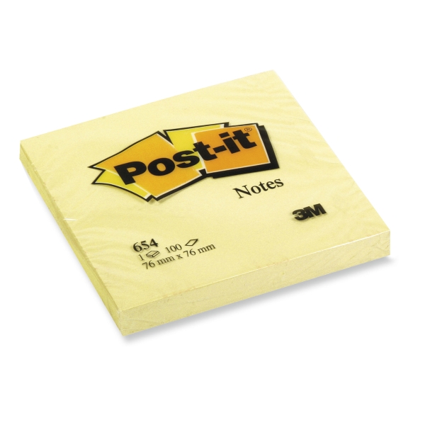 Block de 100 notas adhesivas Post-it color amarillo Dimensiones: 76x76mm