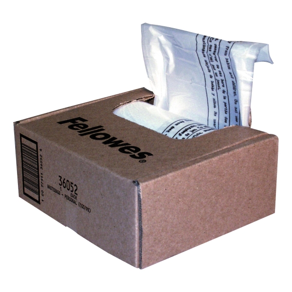 Fellowes 36052 sacs collecteurs destructeur de papier 38 litres - paquet de 100