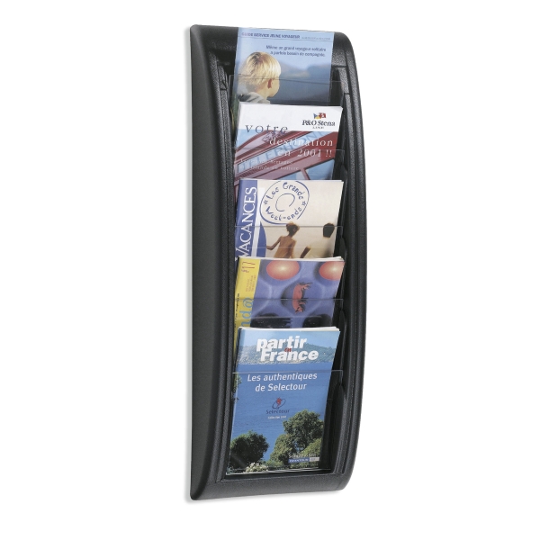 PAPERFLOW WALL DISPLAY RACK BLACK 5 COMPARTMENTS A5