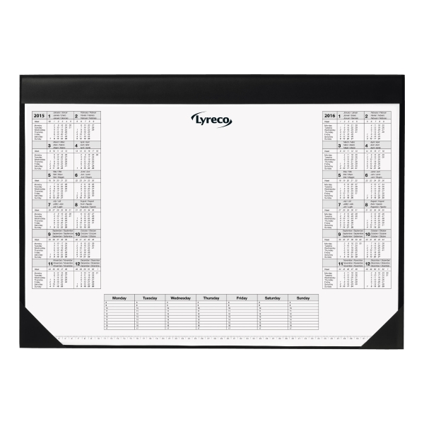 LYRECO DESK MAT 600 X 400MM - HOLDS 25 SHEET PAPER PAD WITH PRINTED CALENDAR