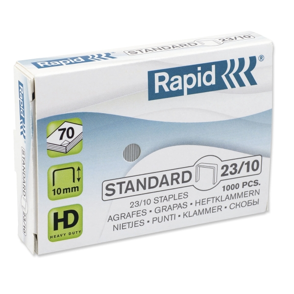 Rapid 39013 staples 23/10 galvanized 40-70 sheets - box of 1000