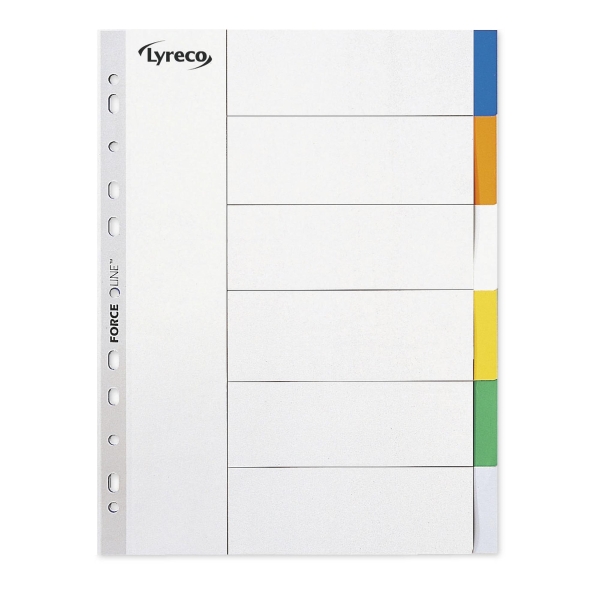 Lyreco neutral dividers 6 tabs PP 11-holes