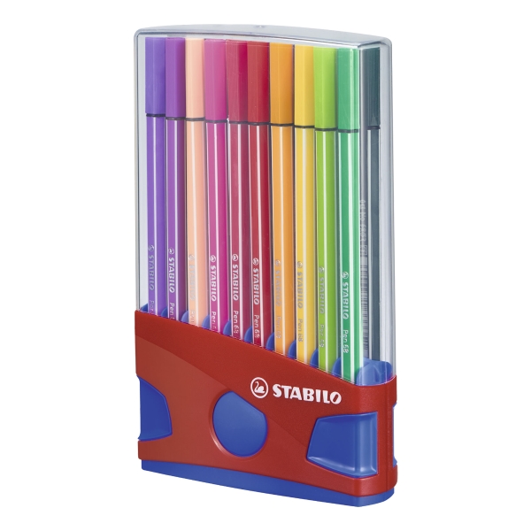 Stabilo 68 Assorted Colour Fibre Tip Pens - Box Of 20