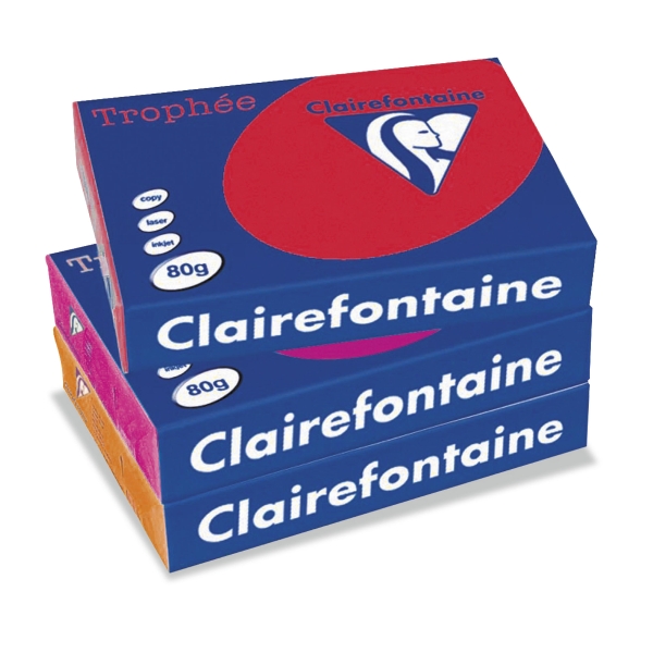 Clairefontaine Trophée 1782 gekleurd papier A4 80g kersenrood - pak van 500