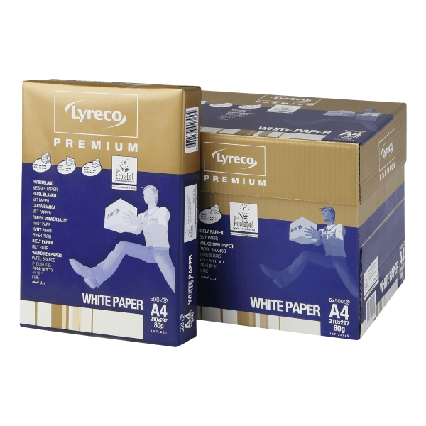 Lyreco Premium White A4 Paper 80gsm - Box of 5 Reams (5 X 500 Sheets of Paper)