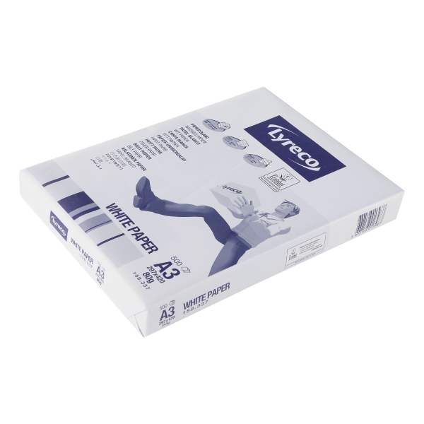 Lyreco white paper A3 80g - 1 box = 3 reams of 500 sheets