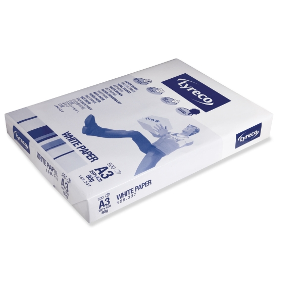 Paquete de 500 hojas de papel LYRECO A3 de 80g/m2 blanco