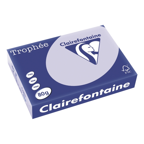 RISMA 500 FOGLI CARTA TROPHEE CLAIREFONTAINE FORMATO A4 80 G/MQ PASTELLO LILLA