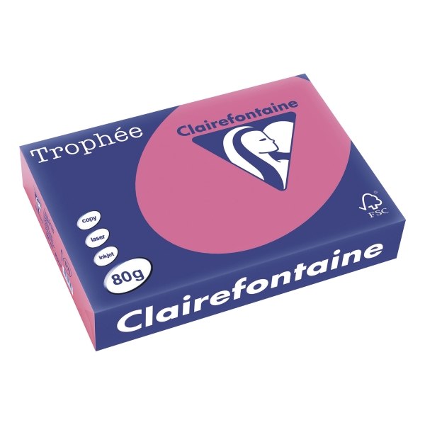 TROPHEE INTENSE COLOURED PAPER A4 80G PINK- REAM OF 500 SHEETS