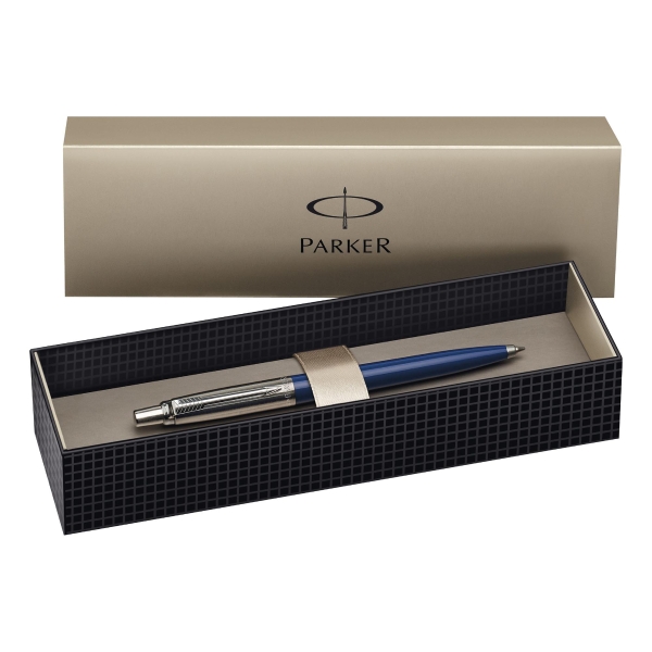 Parker Jotter luxe schrijfwaar balpen blauw houder blauw/staal + giftbox