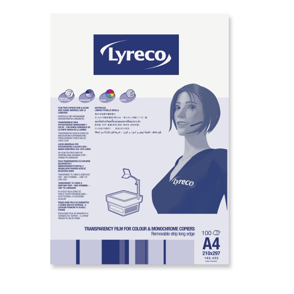 Lyreco A4 Sensor Strip Clear Photocopier Transparency Film - Box Of 100 Sheets