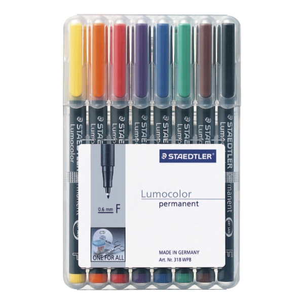 Staedtler 318 OHPen F feutre permanent assorti - étui de 8