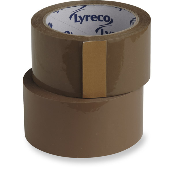 LYRECO NO-NOISE PACKAGING TAPE PP 50MM X 66M BROWN - 50 MICRONS - PACK OF 6