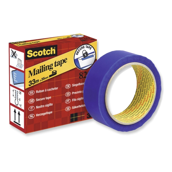 Scotch 820 Adhesive Secure Tape 35mm X 35M - Blue