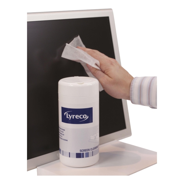 Lyreco doekjes vochtig voor reiniging van schermen - pak van 100