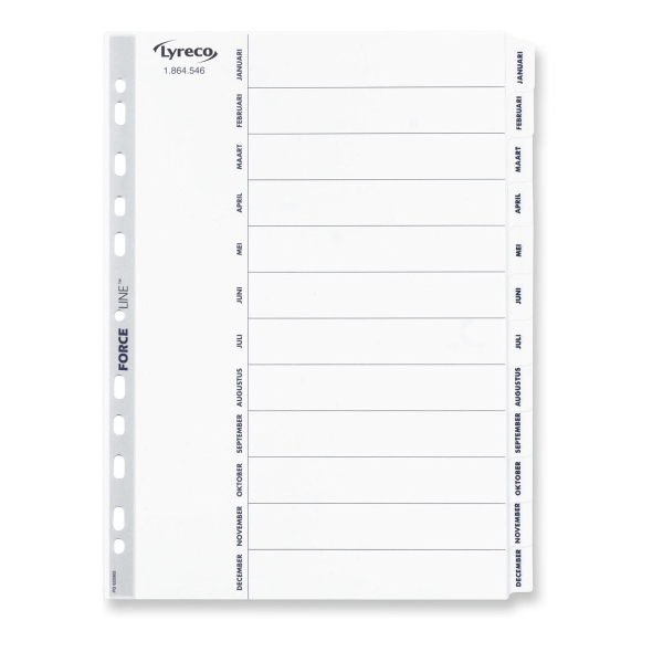 LYRECO MYLAR TAB DIVIDERS WHITE JAN-DEC (DUTCH)