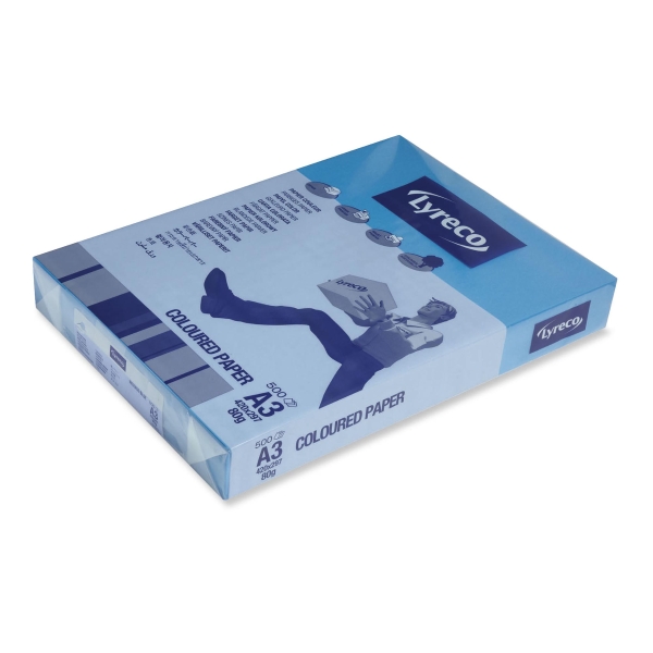 Paquete de 500 hojas de papel A3 de 80 g/m2, azul intenso LYRECO