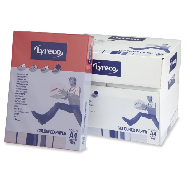 LYRECO INTENSE COLOURED PAPER A4 80G RED - REAM OF 500 SHEETS