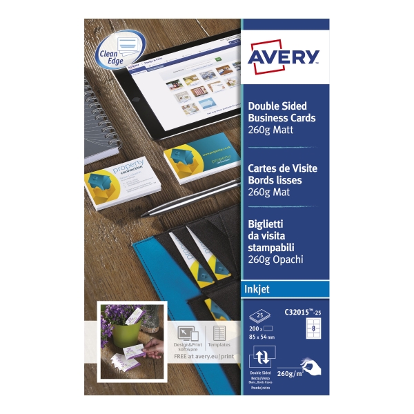 Avery C32015 business cards inkjet 85x54mm 260g - matt - box of 200