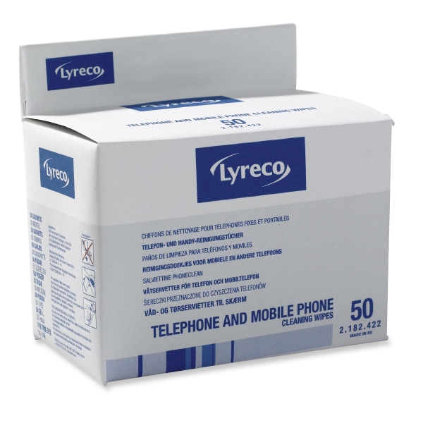 BOITE DE 50 CHIFFONNETTES PRE-IMPREGNEES LYRECO POUR TELEPHONES