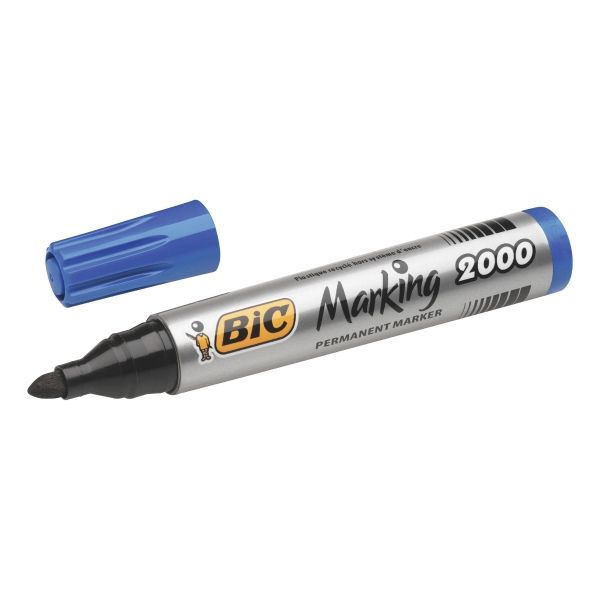 BIC Marking 2000 ECOlutions Permanent Markers Med Bullet Tip - Blue, Box  12