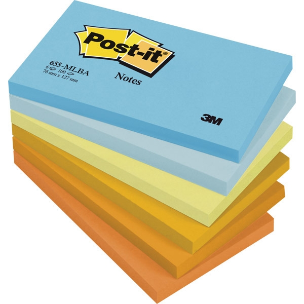 LOT6 POST-IT NOTE PASTEL ML 76X127 655ML