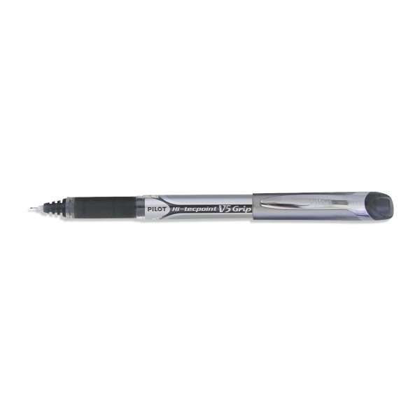 Pilot V5 Grip Hi-Tecpoint Roller Ball Black Ink Pens 0.3mm Line Width- Box of 12