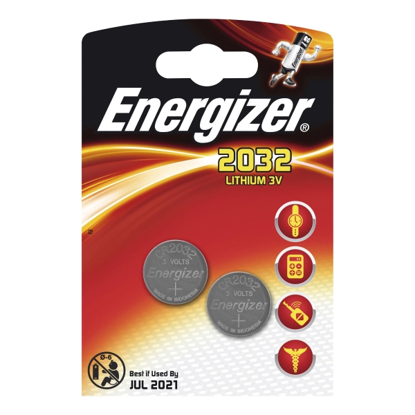Pile bouton lithium Energizer CR2032 - pack de 2