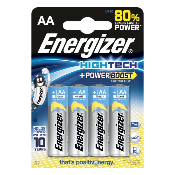 ENERGIZER HIGHTECH ALKALINE BATTERIES LR6/AA - PACK OF 4