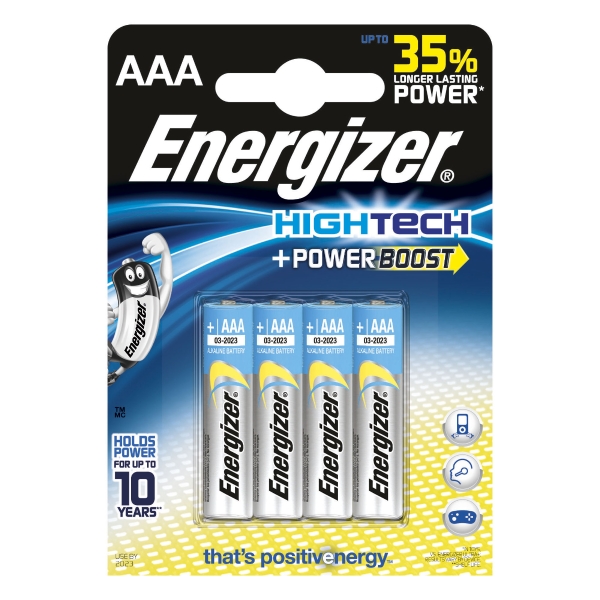 ENERGIZER HIGHTECH ALKALINE BATTERIES LR3/AAA - PACK OF 4