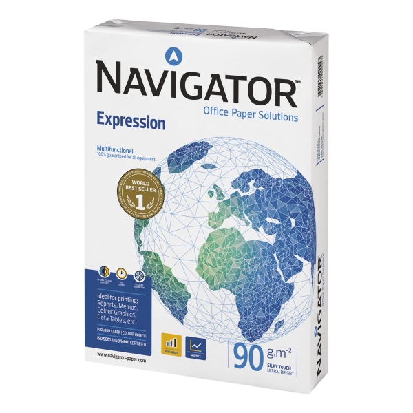 Carta Navigator Expression A4 90 gm2, bianco lucente, conf. da 500 fogli