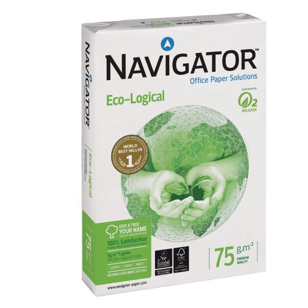 NAVIGATOR ECO PAPER A4 75 GRAM WHITE - BOX OF 5 REAMS (2500 SHEETS)