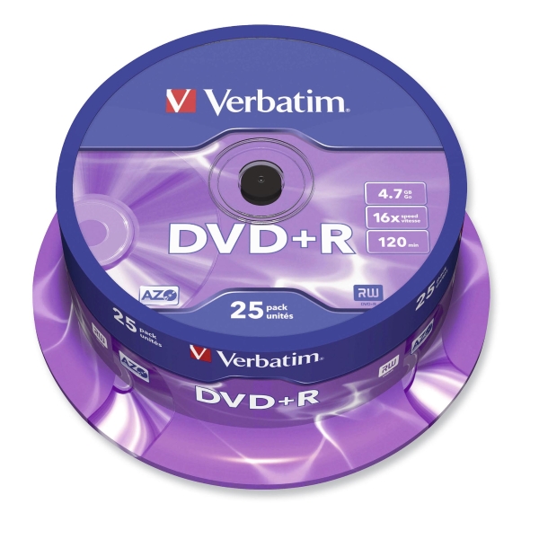 Verbatim DVD+R 4.7GB 1-16x speed spindle - pack of 25