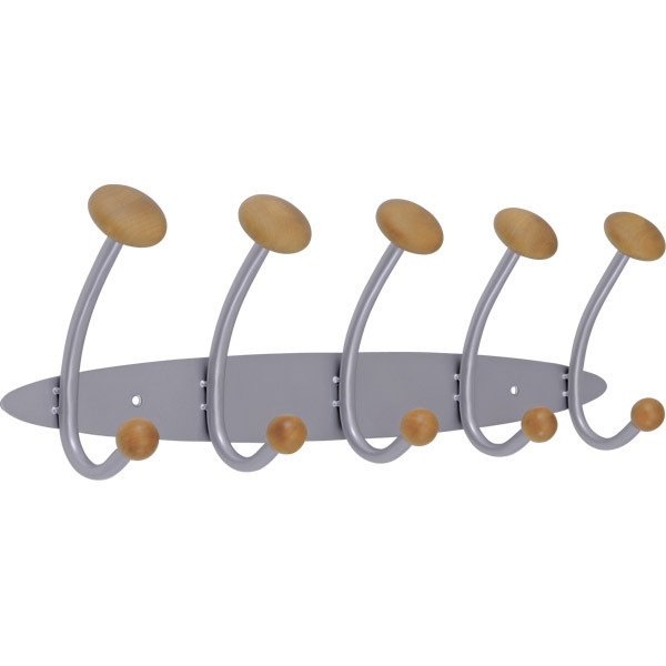 Alba coat rack 5 hooks wood/metal