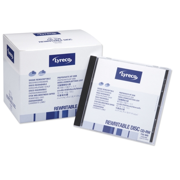 LYRECO CD-RW 80MIN/700MB HIGH SPEED 4X-12X - PACK OF 10