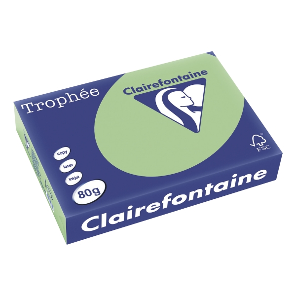 Trophée farebný papier Clairefontaine, A4 80g/m² - svetlozelený