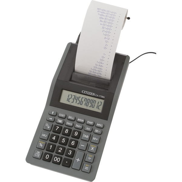 Citizen CX77BN rekenmachine met adapter afdruk zwart 1,6 snelheid - 12 cijfers