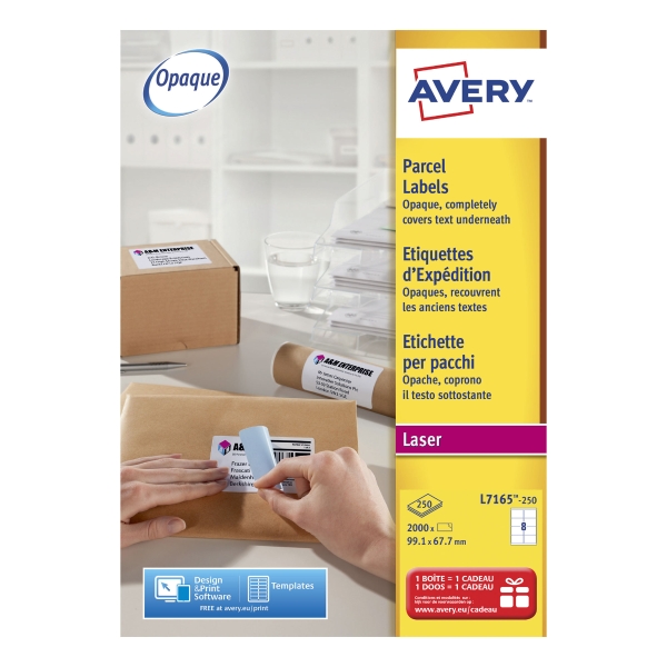 Avery L7165 laser labels Jam Free 99,1x67,7mm - box of 2000