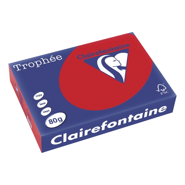 TROPHEE INTENSE COLOURED PAPER A4 80G CORAL RED - REAM OF 500 SHEETS