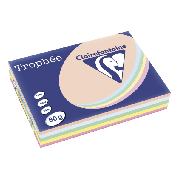 Trophée farebný papier Clairefontaine, A4 80 g/m² - pastelový mix
