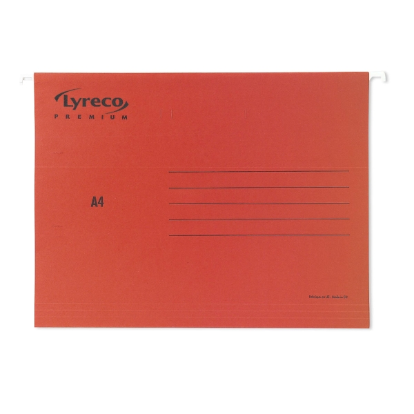 Lyreco Premium Suspension Files A4 V-Base Red - Pack Of 25