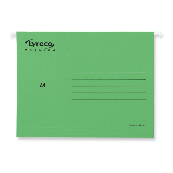 Závesné obaly typu 'V' Lyreco Premium A4 zelené, balenie 25 kusov