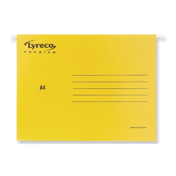 Závesné obaly typu 'V' Lyreco Premium A4 žlté, balenie 25 kusov