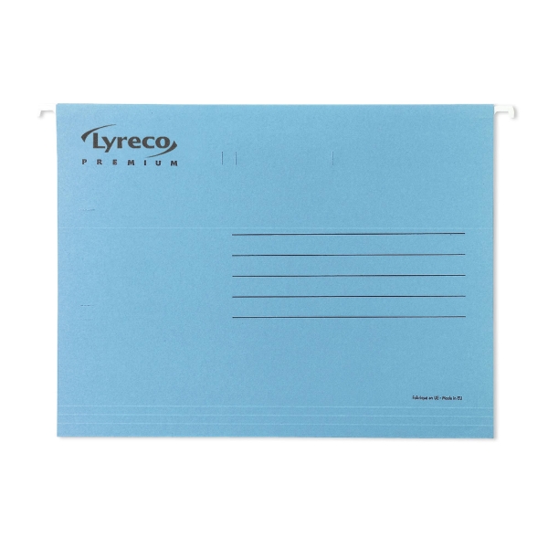 Lyreco Premium suspension files for drawers folio V blue - box of 25