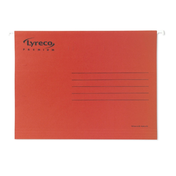 Lyreco Premium dossiers suspendus pour tiroirs folio fond V rouge - boîte de 25